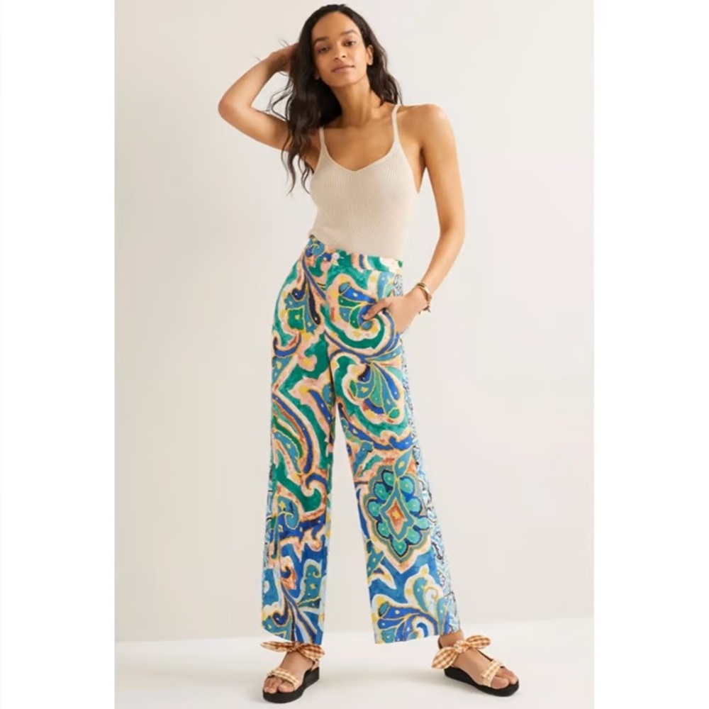 Maeve by Anthropologie Rhiannon Satin Cropped Flare Pants size 0